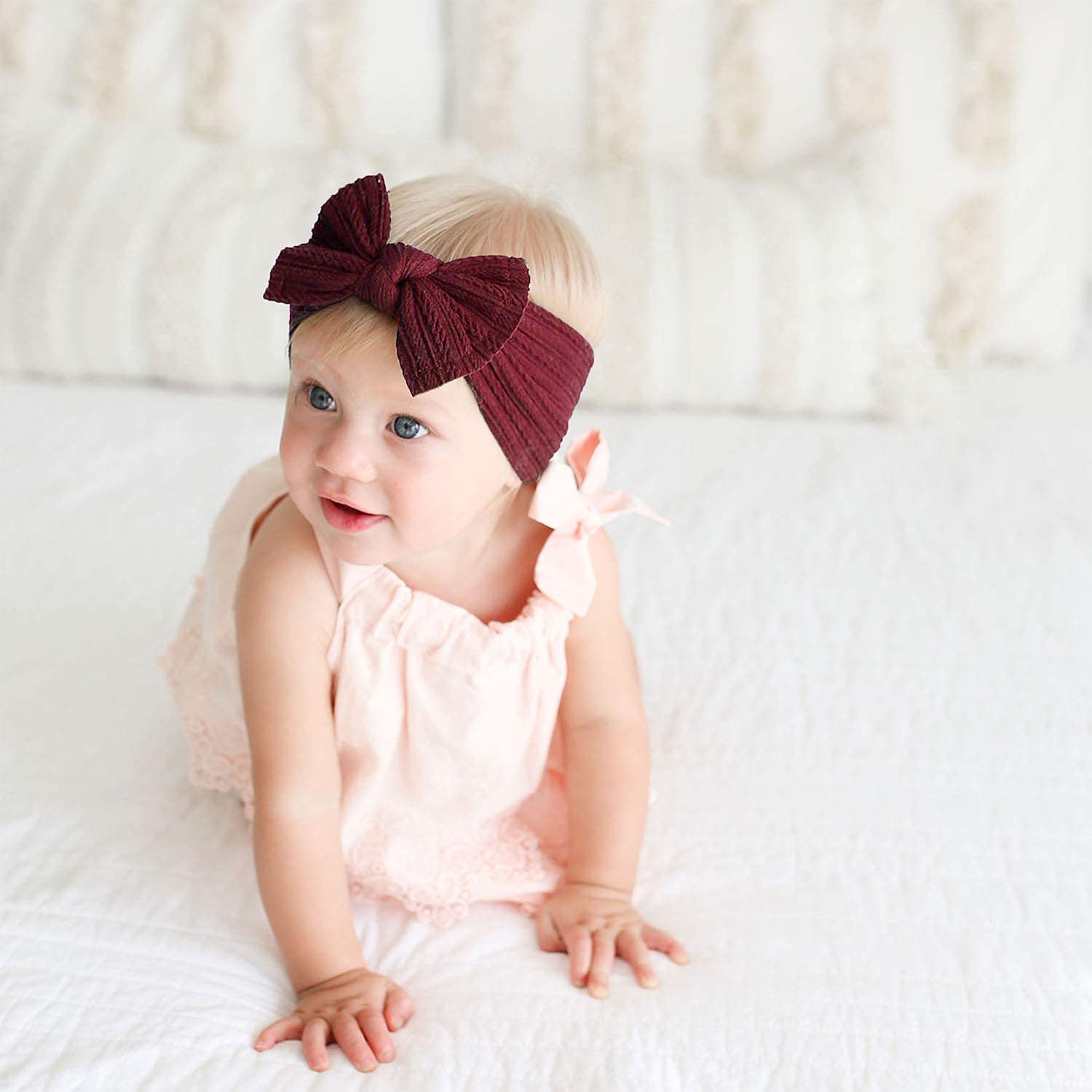 Niceye Handmade Baby Headbands Stretchy Nylon Headband with Bows for Infant Baby Toddler Girls- Pack of 10 - Image 4